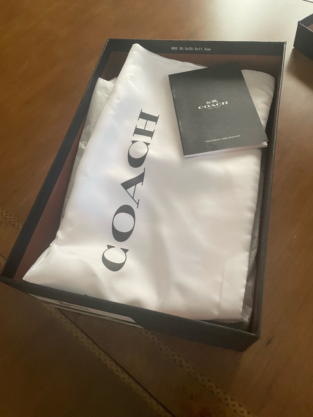 Coach Black Leather Sandal with Silver Chain Detail - Picture 10 of 10